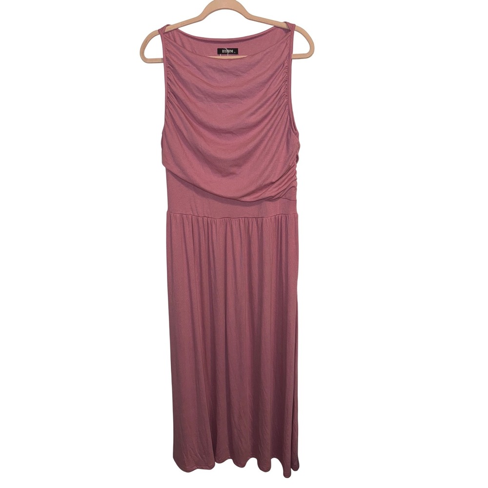 BTFBM Womens Ruched Sleeveless Maxi Dress Mauve Asymmetrical Waist XL NEW - Picture 4 of 9